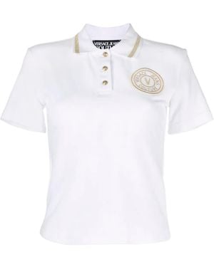Versace Jeans Couture V-Emblem Polo Top - White