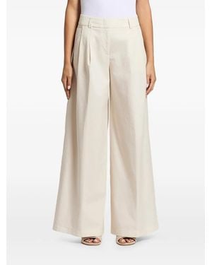 Peserico Pleated Wide-Leg Trousers - Natural