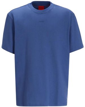 HUGO Katoenen T-Shirt Met Logoprint - Blauw