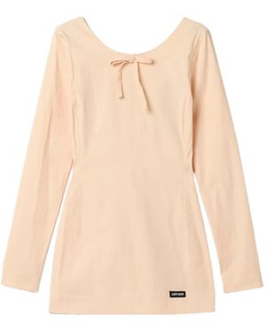 Miu Miu Robe Courte En Popeline Stretch - Natural
