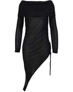 BOHEMSEO Asymmetric Ruched Off-Shoulder Top - Black