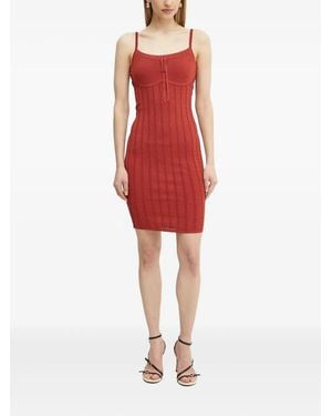 Guess Robe Côtelée À Coupe Courte - Red