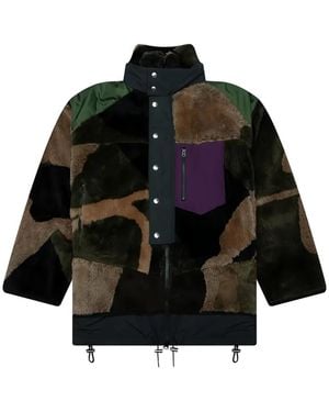 Sacai X Kaws Jacquard Faux-Fur Jacket - Black