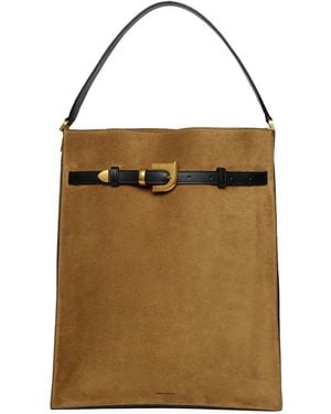 Nanushka Maxi Harmonica Buckle-Detail Tote Bag - Natural