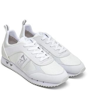 EA7 Mesh-Panel Sneakers - White