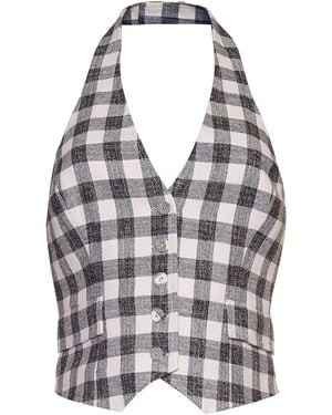 Cara Cara Gingham Halterneck Waistcoat - Grey