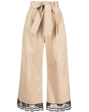 Twinset Lace-Trim Wide-Leg Pants - Natural