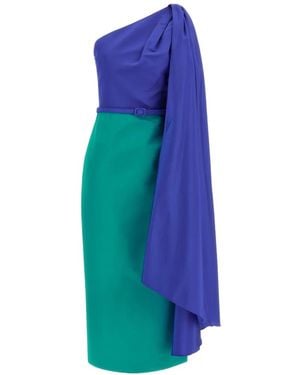 Carolina Herrera Colour Block One-Shoulder Dress - Blau