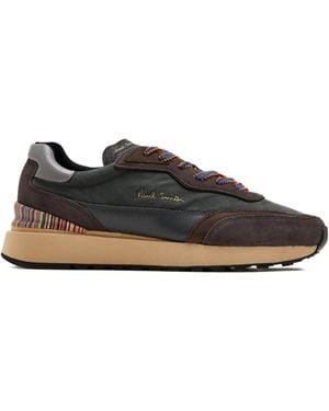 Paul Smith Aston Striped-Panel Leather Trainers - Black