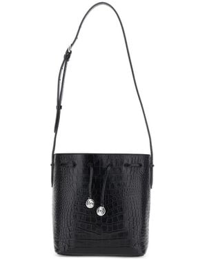 Liffner Borsa A Secchiello Charm Piccola Con Effetto Coccodrillo - Bianco