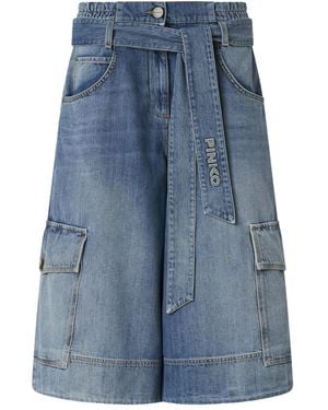Pinko Tie-Waist Cargo Cropped Jeans - Blue