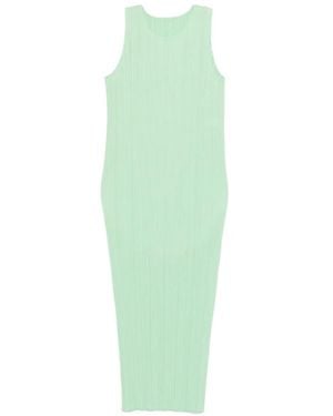 Pleats Please Issey Miyake Mouwloze Jurk - Groen