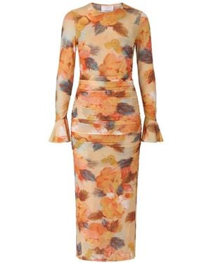 Cinq À Sept Gerafftes Maxikleid Mit Blumenprint - Weiß