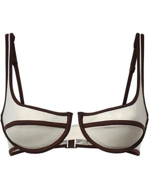 MC2 Saint Barth Amira String Underwired Contrast-Trim Bikini Top - White