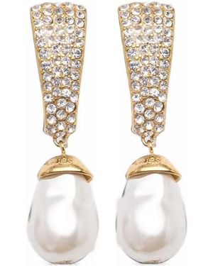 Guess Pearly Hängeohrringe Mit Kristallen - Weiß