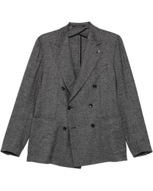 Tagliatore Diagonal-Pattern Double-Breasted Blazer - Grey