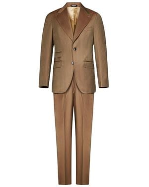 Franzese Collection Pinstripe Peak-Lapel Suit - Natural