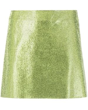 Nue Rhinestone-Embellished Silk Mini Skirt - Green