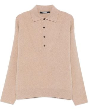 Jacquemus Geknöpfter Pullover mit Polokragen - Natur