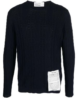 Ballantyne Crew-Neck Pointelle-Knit Sweater - Blue