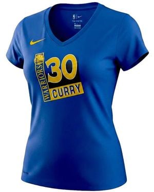 Nike X Nba Golden State Warriors Stephen Curry V-Neck T-Shirt - Blue