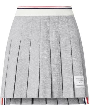 Thom Browne Falda De Tweed Plisada - Gris