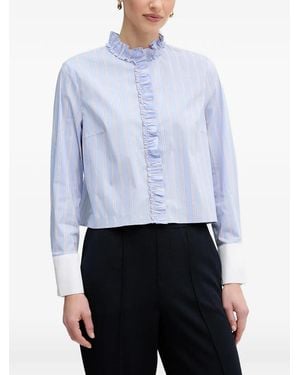 Ouí Ruffled Striped Shirt - Blue