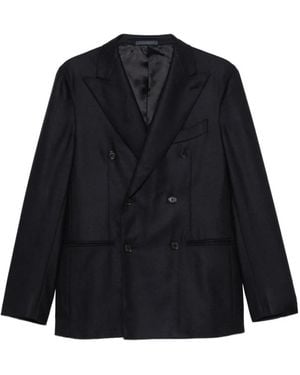 Caruso Jack Met Puntige Revers En Dubbele Rij Knopen - Blauw