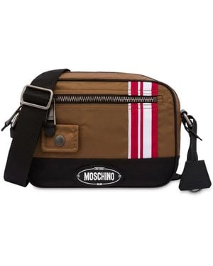Moschino Logo-Appliquéd Messenger Bag - Brown