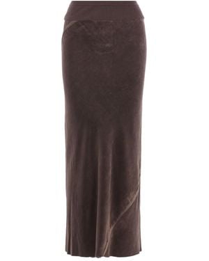 Rick Owens リブウエストバンド スカート - ブラウン