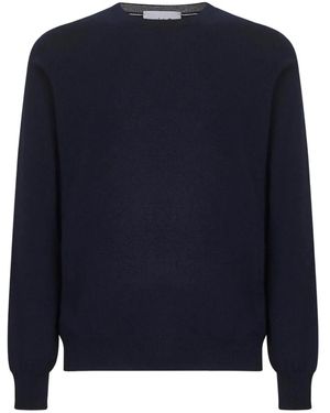D4.0 Maglione Girocollo A Coste - Blu