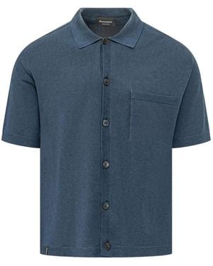 AROVESCIO Short-Sleeved Chest-Pocket Shirt - Blue