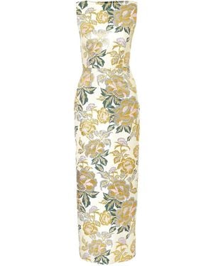 Carolina Herrera Floral-jacquard maxi dress - Mettallic