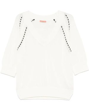 Ermanno Scervino Vネック セーター - ナチュラル