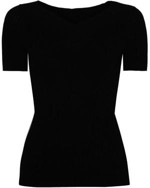 Alberta Ferretti Vネック ニットトップ - ブラック
