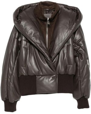 The Attico Quilted Hooded Jacket - Black