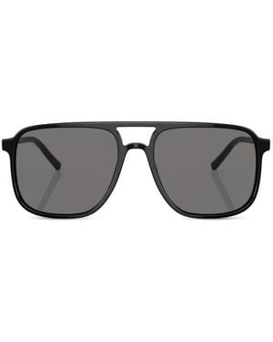 Dolce & Gabbana Double-Bridge Pilot-Frame Sunglasses - Gray