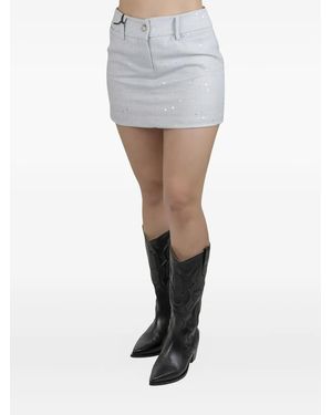 ViCOLO Embellished Check Mini Skirt - Grey
