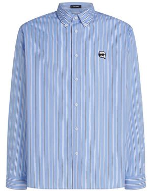 KARL LAGERFELD Ikon Stripe Relaxed Shirt - Blue