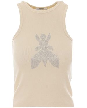 Patrizia Pepe Logo-Embellished Tank Top - Natural