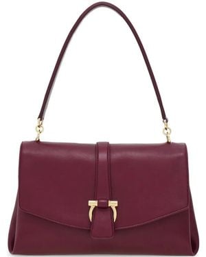 Ferragamo Front-Flap Shoulder Bag (S) - Purple
