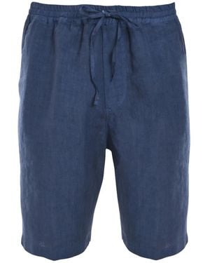 120% Lino Drawstring Linen Shorts - Blue