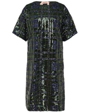 N°21 Sequin-Embellished Checked Mini Dress - Black