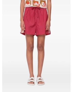 Sea Avery Crochet-Edge Shorts - Red