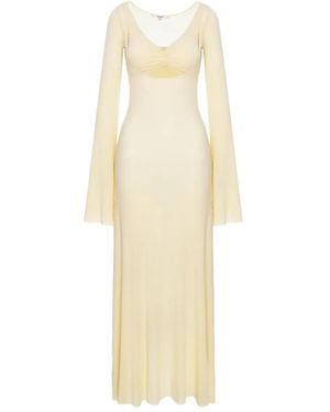 MANURI Nina Flared-Detail Maxi Dress - White
