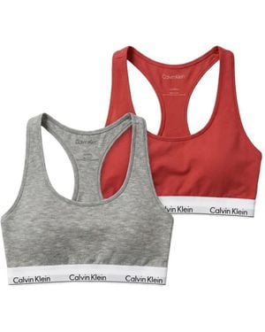 Calvin Klein Logo-Trim Racerback Bra - Red