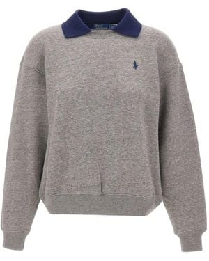 Polo Ralph Lauren Sweat En Polaire À Col Polo - Grey