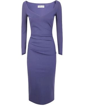 La Petite Robe Di Chiara Boni Vestido midi drapeado - Morado