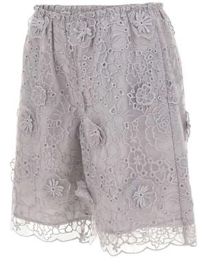 THE GARMENT Sydney Floral-Embroidered Shorts - Gray