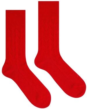 Dries Van Noten Jacquard Cotton Socks - Red
